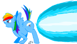 Size: 782x444 | Tagged: safe, edit, imported from derpibooru, rainbow dash, pony, fart, female, hyper beam, solo