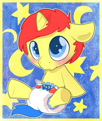 Size: 821x972 | Tagged: safe, artist:cuddlehooves, imported from derpibooru, oc, oc only, pony, baby, baby pony, diaper, foal, poofy diaper, solo