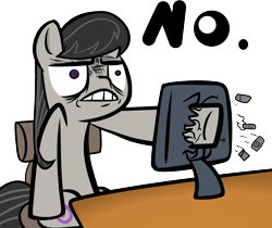 Size: 1100x922 | Tagged: safe, artist:haetran, imported from derpibooru, octavia melody, earth pony, pony, computer, female, no, reaction image, simple background, solo, transparent background, vector