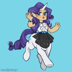 Size: 400x400 | Tagged: safe, artist:leoniexli, imported from derpibooru, rarity, centaur, chibi, clothes, female, horned humanization, humanized, ruffles, skirt, solo