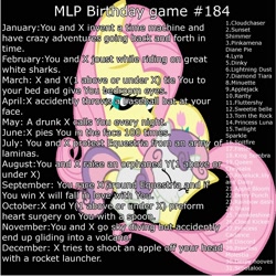 Size: 2000x2000 | Tagged: safe, imported from derpibooru, applejack, derpy hooves, dinky hooves, fluttershy, king sombra, pinkie pie, queen chrysalis, rainbow dash, rarity, sunset shimmer, sweetie belle, trixie, twilight sparkle, pegasus, pony, birthday game, exploitable meme, female, mare, pinkamena diane pie