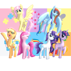 Size: 2000x2000 | Tagged: safe, artist:etiluos, imported from derpibooru, applejack, fluttershy, pinkie pie, rainbow dash, rarity, twilight sparkle, fanfic:a minor variation, a minor variation, alternate cutie mark, alternate hairstyle, fanfic art, in spite of a nail, mane six, simple background, transparent background