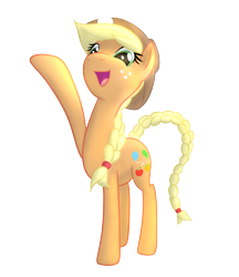 Size: 1446x1671 | Tagged: safe, artist:etiluos, imported from derpibooru, applejack, fanfic:a minor variation, a minor variation, alternate hairstyle, braid, female, raised hoof, simple background, solo