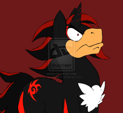 Size: 900x828 | Tagged: safe, artist:kookiekrap47, imported from derpibooru, pony, unicorn, angry, archie comics, archie sonic universe, chest fluff, faic, grumpy, male, ponified, rage, reaction image, shadow the hedgehog, solo, sonic the hedgehog (series), stallion, watermark