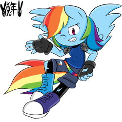 Size: 3000x3000 | Tagged: safe, artist:usagifriday, imported from derpibooru, rainbow dash, anthro, clothes, female, high res, solo, sonic the hedgehog (series), sonicified, style emulation