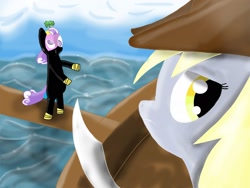 Size: 1600x1200 | Tagged: safe, artist:hanswurst10, imported from derpibooru, derpy hooves, screwball, pegasus, pony, bicorne, duo, female, hat, mare, ninja, pirate, pirate derpy