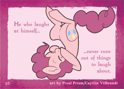 Size: 1051x751 | Tagged: safe, artist:pixel-prism, imported from derpibooru, pinkie pie, card, female, laughing, quote, solo