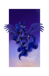 Size: 1024x1583 | Tagged: dead source, safe, artist:lemondevil, imported from derpibooru, princess luna, alicorn, female, mare, solo, spread wings, wings