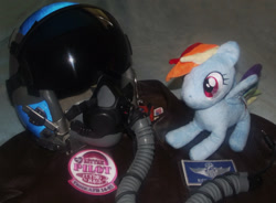 Size: 1024x754 | Tagged: safe, imported from derpibooru, rainbow dash, pony, bootleg, irl, my little pilot, photo, plushie, vance afb 14-05