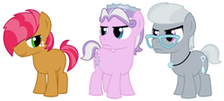 Size: 1600x724 | Tagged: safe, artist:evilfrenzy, imported from derpibooru, babs seed, diamond tiara, silver spoon, bob steed, diamond crown, glasses, rule 63, silver platter