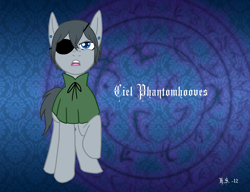 Size: 1600x1229 | Tagged: safe, artist:the-clockwork-crow, imported from derpibooru, pony, black butler, ciel, ciel phantomhive, eyepatch, kuroshitsuji, ponified, solo