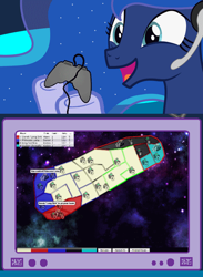 Size: 563x769 | Tagged: safe, imported from derpibooru, princess luna, gamer luna, castle vox, exploitable meme, gm cannon, gundam, meme, obligatory pony, rx-78, tv meme, video game