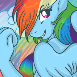 Size: 500x500 | Tagged: safe, artist:akuoreo, imported from derpibooru, rainbow dash, anthro, bikini, clothes, female, solo, swimsuit