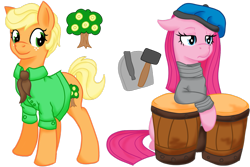 Size: 1095x730 | Tagged: safe, artist:crowmagnon, imported from derpibooru, applejack, pinkie pie, alternate universe, clothes