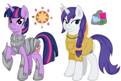 Size: 1095x730 | Tagged: safe, artist:crowmagnon, imported from derpibooru, rarity, twilight sparkle, alternate hairstyle, alternate universe, armor