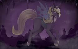 Size: 1920x1200 | Tagged: safe, artist:mscootaloo, imported from derpibooru, oc, oc only, oc:queen vaspira, changeling, changeling queen, changeling queen oc, female, purple changeling, solo