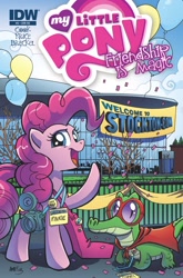 Size: 1000x1518 | Tagged: safe, idw, imported from derpibooru, gummy, pinkie pie, balloon, cover