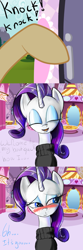 Size: 800x2400 | Tagged: artist needed, safe, artist:ask-mademoiselle-rarity, imported from derpibooru, applejack, rarity, ask mademoiselle rarity, blushing, boutique, clothes, comic, day, discorded, female, lesbian, liarjack, rarijack, shipping, sweater, tumblr, turtleneck