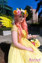 Size: 1024x1536 | Tagged: artist needed, safe, artist:groahphoto, imported from derpibooru, fluttershy, human, basket, cosplay, floral head wreath, irl, irl human, photo, sakura con, solo