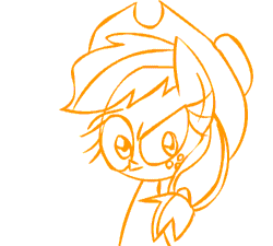 Size: 500x450 | Tagged: safe, artist:mushroomcookiebear, imported from derpibooru, applejack, animated, blinking, female, lineart, monochrome, solo