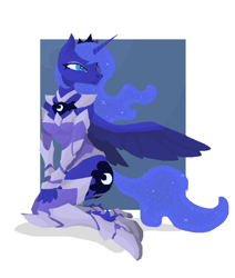 Size: 935x1103 | Tagged: dead source, safe, artist:phidippusofmystery, imported from derpibooru, princess luna, anthro, armor, female, solo