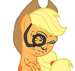 Size: 900x850 | Tagged: safe, imported from derpibooru, applejack, crossover, egoraptor, female, girlchan in paradise, monocle, simple background, solo