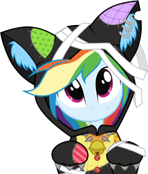Size: 2829x3305 | Tagged: safe, artist:oathkeeper21, imported from derpibooru, rainbow dash, equestria girls, bell, bell collar, cat ears, catsuit, claws, clothes, collar, costume, cute, dashabetes, equestria girls-ified, female, hoodie, kigurumi, piercing, simple background, solo, transparent background
