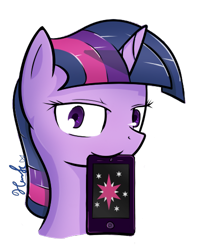 Size: 406x499 | Tagged: safe, artist:puetsua, imported from derpibooru, twilight sparkle, cellphone, female, phone, smartphone, solo