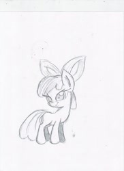 Size: 762x1049 | Tagged: safe, artist:digitaldomain123, imported from derpibooru, apple bloom, female, monochrome, solo, traditional art