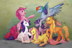 Size: 1280x855 | Tagged: safe, artist:ellisarts, imported from derpibooru, applejack, fluttershy, pinkie pie, rainbow dash, rarity, twilight sparkle, alicorn, pony, female, mane six, mare, twilight sparkle (alicorn)