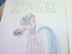 Size: 1024x768 | Tagged: safe, artist:xgorillazgirlx, imported from derpibooru, oc, oc only, pony, unicorn, glasses, photo, solo, swag, traditional art