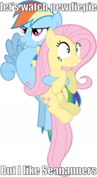 Size: 1347x2456 | Tagged: safe, imported from derpibooru, fluttershy, rainbow dash, image macro, pewdiepie, seananners