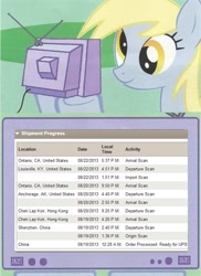 Size: 562x770 | Tagged: safe, imported from derpibooru, derpy hooves, pegasus, pony, exploitable meme, female, mare, meme, obligatory pony, tv meme, united parcel service, ups