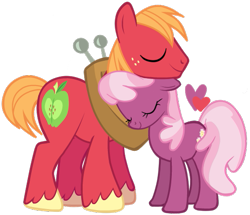 Size: 505x435 | Tagged: safe, artist:maruherz, imported from derpibooru, big macintosh, cheerilee, earth pony, pony, cheerimac, heart, male, shipping, simple background, stallion, straight, transparent background, vector