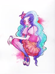 Size: 2552x3432 | Tagged: safe, artist:sparkling-dusk, imported from derpibooru, whizzer, human, female, g1, humanized, solo, traditional art, watercolor painting