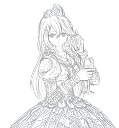 Size: 812x875 | Tagged: safe, artist:saturnspace, imported from derpibooru, princess luna, human, female, humanized, monochrome, solo