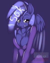 Size: 1024x1280 | Tagged: safe, artist:kloudmutt, imported from derpibooru, oc, oc only, oc:blueball blitz, anthro, anthro oc, cleavage, female, shadowbolts, solo