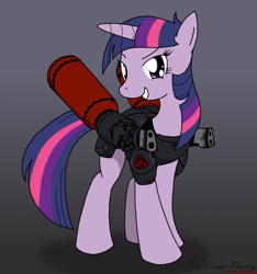 Size: 830x888 | Tagged: safe, artist:sandwich-anomaly, imported from derpibooru, twilight sparkle, pony, unicorn, armor, brotherhood of nod, command and conquer, crossover, female, flame tank, flamethrower, mare, solo, unicorn twilight, weapon