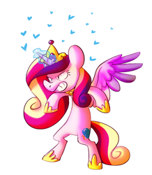 Size: 794x910 | Tagged: safe, artist:batlover800, imported from derpibooru, princess cadance, alicorn, pony, bipedal, female, glare, gritted teeth, heart, magic, simple background, solo, spread wings, white background, wide eyes