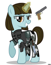 Size: 3500x4500 | Tagged: safe, artist:a4r91n, imported from derpibooru, oc, oc only, oc:tanya adams, pony, unicorn, allied nations, allies, command and conquer, crossover, grin, gun, handgun, m1911, magic, pistol, ponified, red alert, simple background, smug, solo, tanya adams, transparent background, vector, weapon