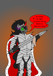 Size: 2304x3272 | Tagged: safe, artist:americananomaly, imported from derpibooru, king sombra, anthro, antagonist, anthroquestria, armor, male, queen (band), singing, solo, song reference, sword, tumblr