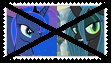 Size: 112x64 | Tagged: safe, artist:soramario77, imported from derpibooru, princess luna, queen chrysalis, anti-shipping, chrysaluna, deviantart stamp, female, lesbian, shipping, stamp