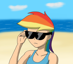 Size: 900x785 | Tagged: safe, artist:lurarin, imported from derpibooru, rainbow dash, human, female, humanized, solo, sunglasses