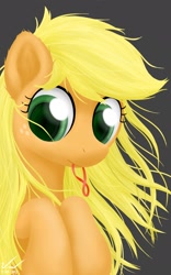 Size: 1200x1920 | Tagged: safe, artist:symbianl, imported from derpibooru, applejack, female, loose hair, portrait, ribbon, solo