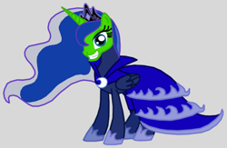 Size: 720x468 | Tagged: safe, artist:death-driver-5000, imported from derpibooru, princess luna, female, possessed, simple background, solo, the mask