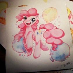 Size: 690x690 | Tagged: safe, artist:breakingreflections, imported from derpibooru, pinkie pie, traditional art, watercolor painting