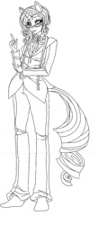 Size: 425x972 | Tagged: safe, artist:anakichi, imported from derpibooru, rarity, anthro, ambiguous facial structure, female, lineart, measuring tape, monochrome, solo