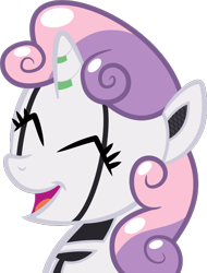 Size: 600x791 | Tagged: safe, artist:java--jive, imported from derpibooru, sweetie belle, pony, robot, unicorn, bust, eyes closed, female, filly, foal, happy, horn, open mouth, portrait, simple background, solo, sweetie bot, transparent background, vector
