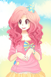 Size: 1100x1650 | Tagged: safe, artist:steffuh, imported from derpibooru, pinkie pie, human, female, hat, humanized, party hat, solo