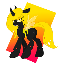 Size: 877x912 | Tagged: safe, artist:chibi--shiro, imported from derpibooru, oc, oc only, changeling, yellowjacket, solo, yellow changeling